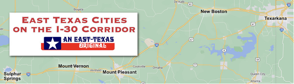 Map of East Texas Cities on the I-30 Corridor
