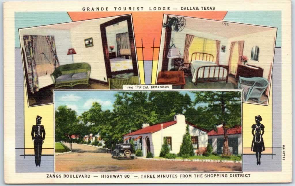 Vintage view of the Grande Tourist Lodge on U.S. Highway 80 in Dallas, Texas