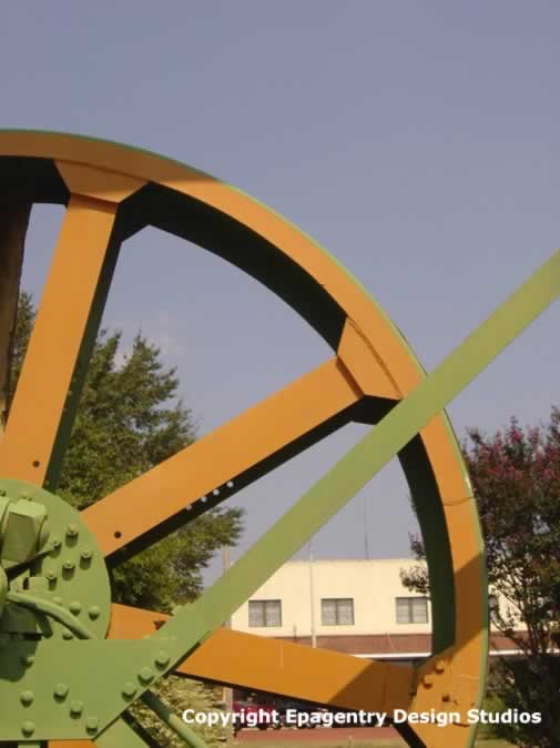 Historic oil drilling equipment, downtown Gladewater Texas, U.S. Highway 80