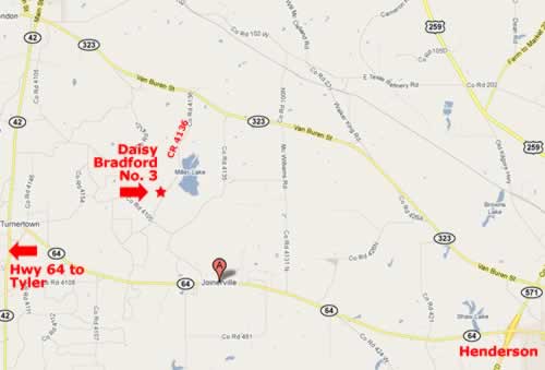 map of Daisy Bradford No. 3 area near Joinerville ... click for interactive map