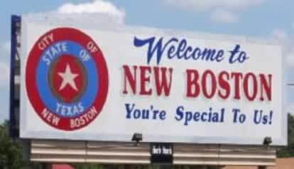 Welcome to New Boston, Texas ... "You're Special to Us!"