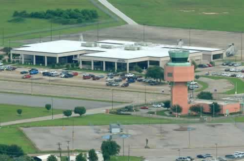 Aerial view of Jack Brooks Regional Airport  in southeast Texas