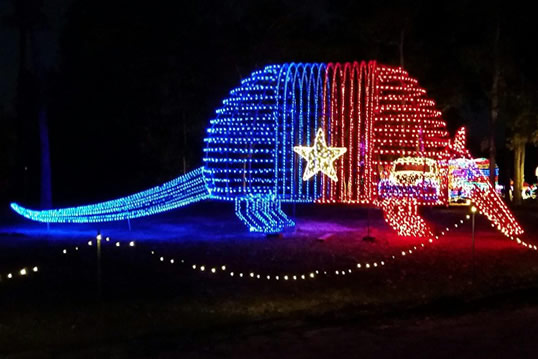 The Christmas Armadillo at Santa's Wonderland in College Station, Texas