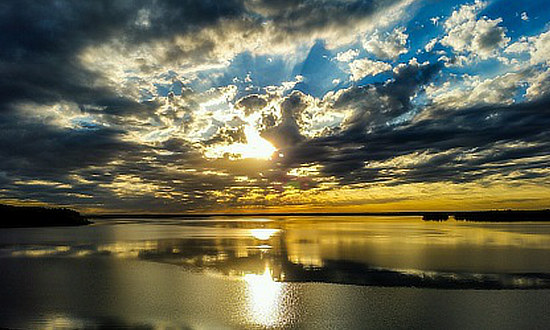 A brilliant sunset on Wright Patman Lake in East Texas