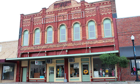 The restored Fitzpatrick Building in downtown Mount Pleasant, Texas