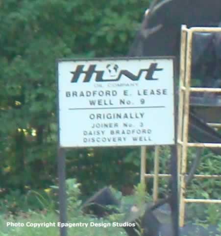 Sign by Hunt Oil Company on Daisy Bradford No. 3 (May, 2011)