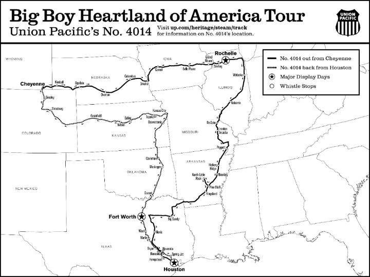 Union Pacific Big Boy 2024 Heartland of America tour map