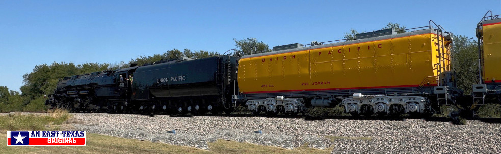 Union Pacifc Steam Engine 4014 "Big Boy" and water car "Joe Jordan" heading north from the City of West, Texas, on October 9, 2024