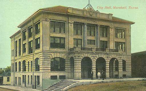 Historic postcard of City Hall, Marshall, Texas