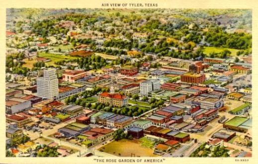 Aerial view of downtown Tyler, Texas