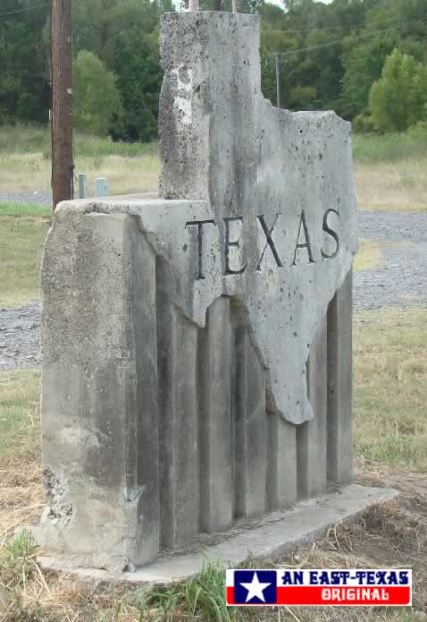 Texas state line marker on U.S. Highway 80 near Waskom